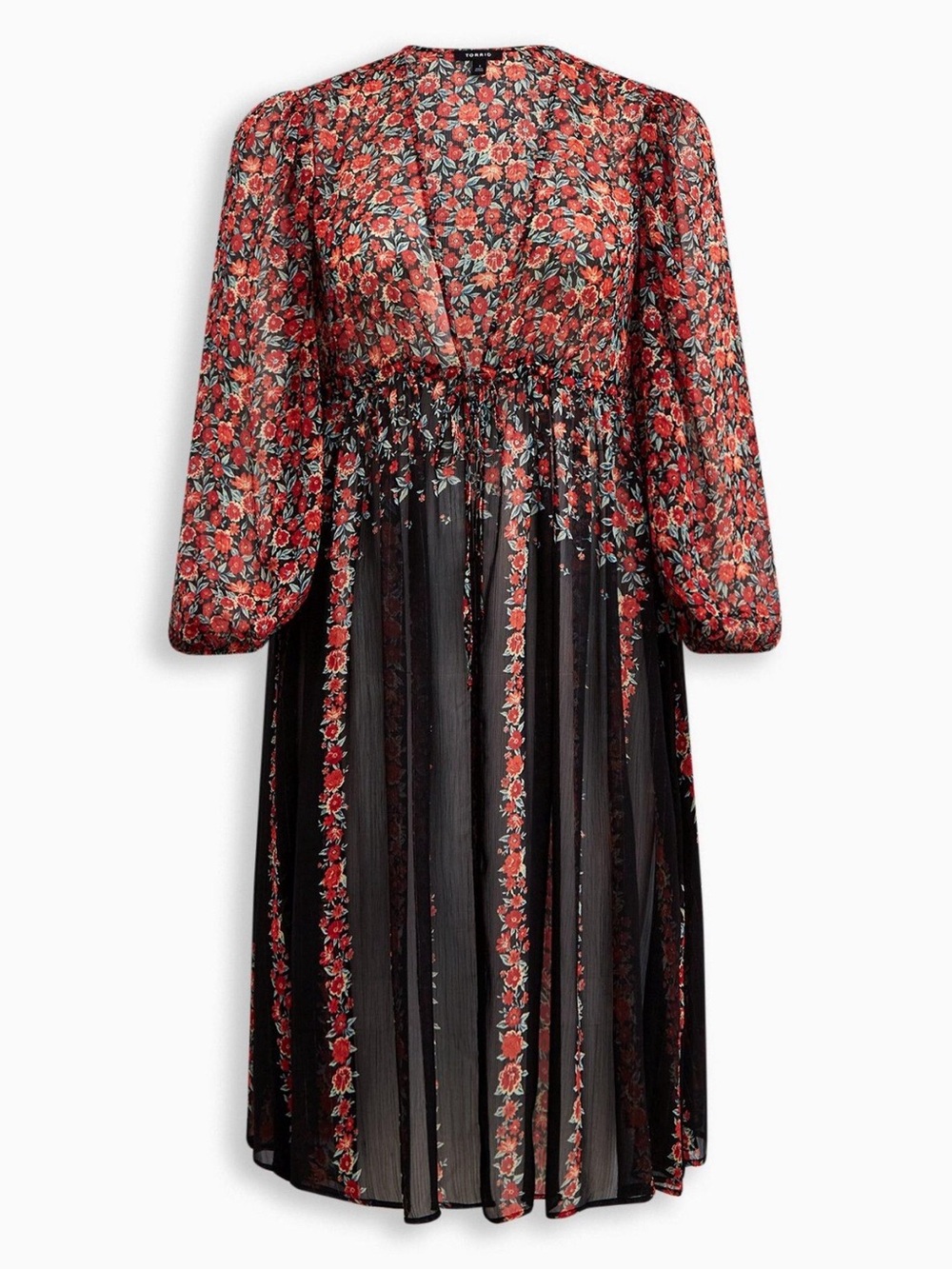 Torrid Lurex Chiffon Tie-Front Maxi Floral Kimono Multi 3 3X 22 24